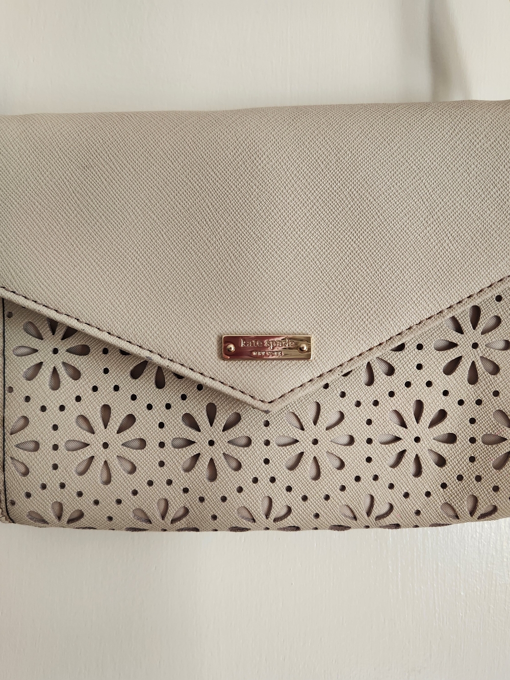 kate spade Cream Laser-Cut Envelope Crossbody Clutch